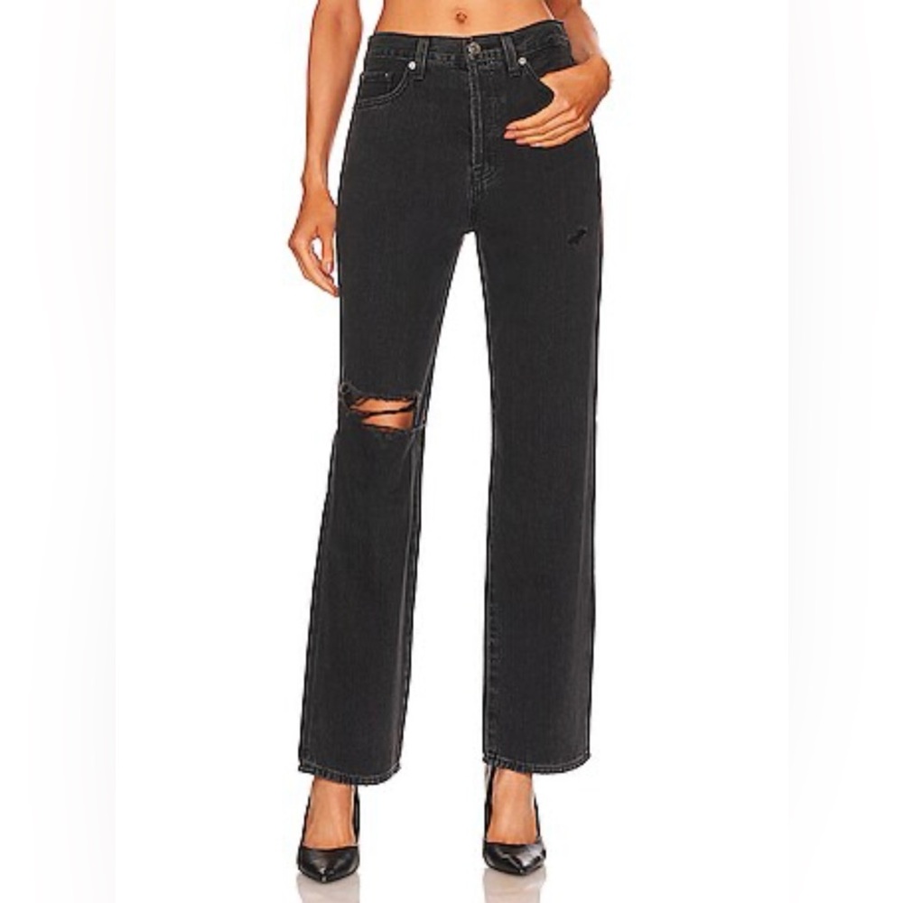 Pistola Cassie Super High Rise Straight in Night Shade Distressed Size 25